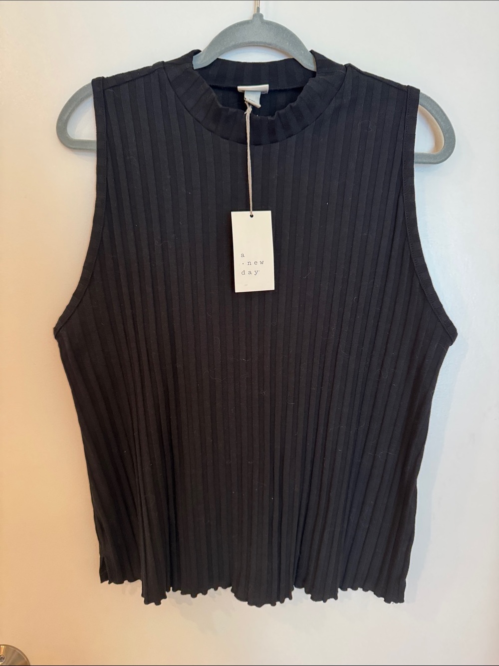 NEW a new day Black Ribbed Sleeveless Mock Neck Tank